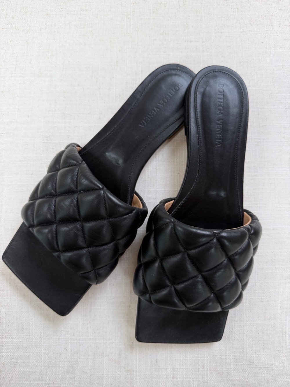 Bottega Veneta Black Quilted Sandals